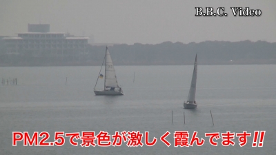 落ちナギの琵琶湖南湖!! PM2.5で景色が激しく霞んでます #今日の琵琶湖（YouTubeムービー 22/03/25）