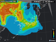 PM2.5分布予測（5月23日9時）