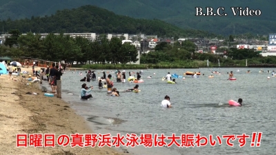 夏晴れの日曜日!! 真野浜水泳場は大賑わい #今日の琵琶湖（YouTubeムービー 22/07/31）