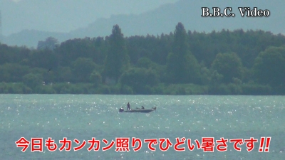 山ノ下湾から眺めた琵琶湖南湖!! カンカン照りの酷暑でボートは極少です #今日の琵琶湖（YouTubeムービー 22/08/03