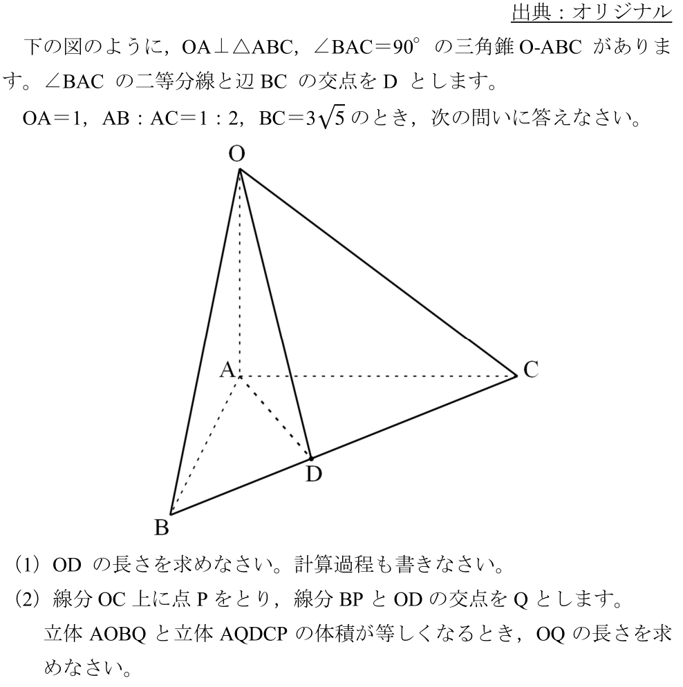 空間図形　相似　三平方の定理　難問　高校入試
