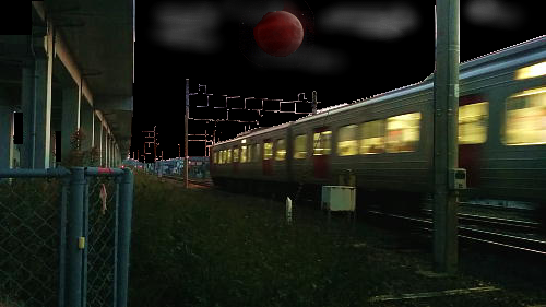 皆既月食と電車