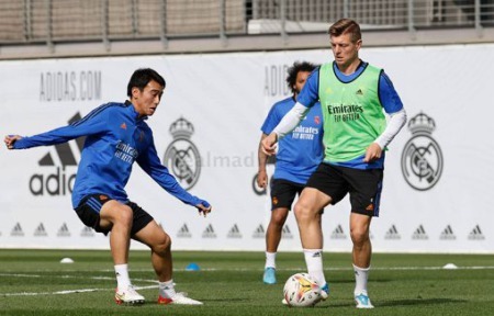 Takuhiro Nakai in training with the first team today March