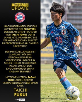 Taichi Fukui The 18 yo midfielder from Sagan Tosu has convinced the FCB bosses in the last days when he trained with Bayern