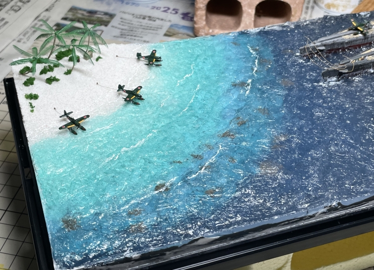 潜水艦 情景模型 ジオラマ制作 海面ジオラマ制作中の場面2IMG_E1810◆模型製作工房 聖蹟