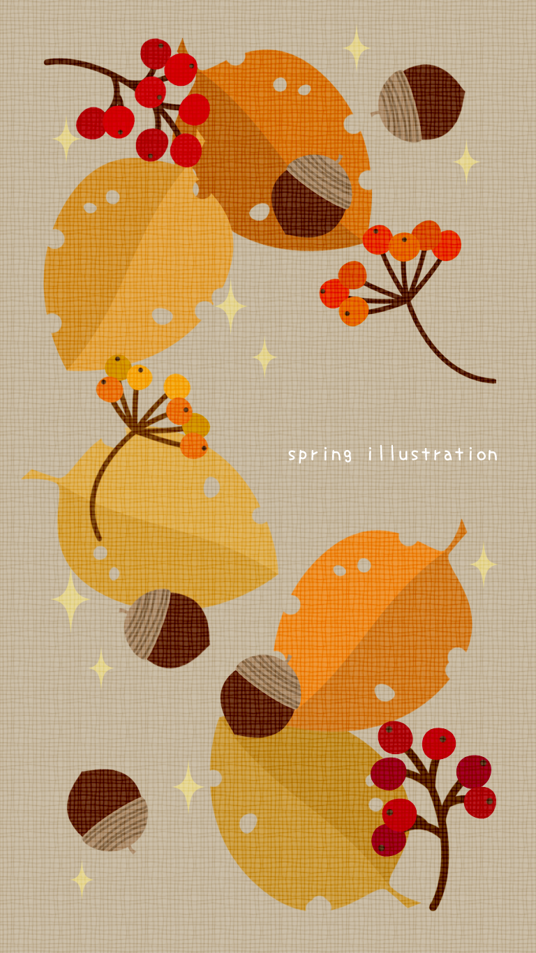 【Autumn】秋の植物のイラストスマホ壁紙・背景