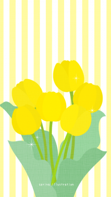 【チューリップ】春の花のイラストスマホ壁紙・待ち受け