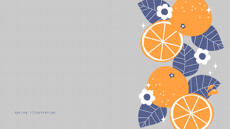 【オレンジ】果物のイラストPC壁紙・背景