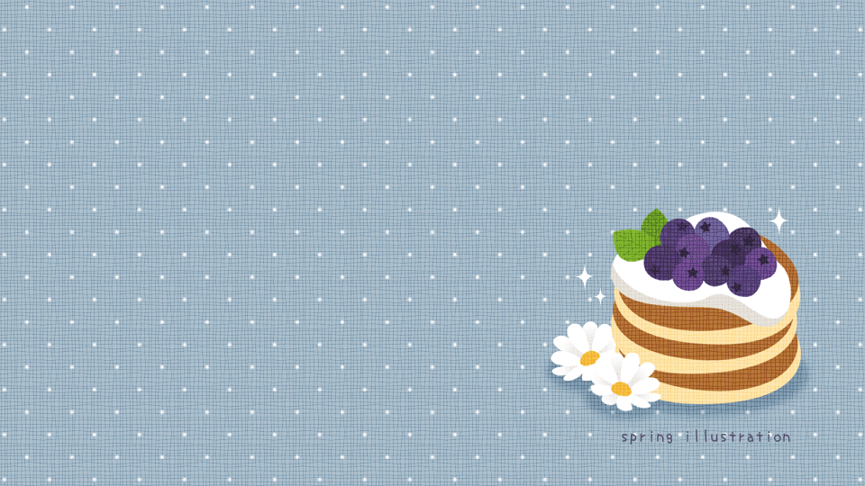 【ブルーベリーパンケーキ】スイーツのイラストPC壁紙・背景