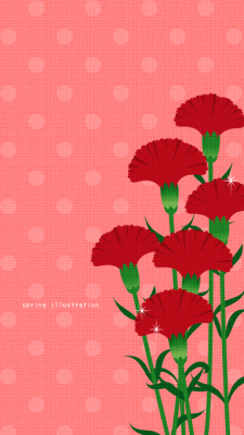【カーネーション】花のイラストスマホ壁紙・背景