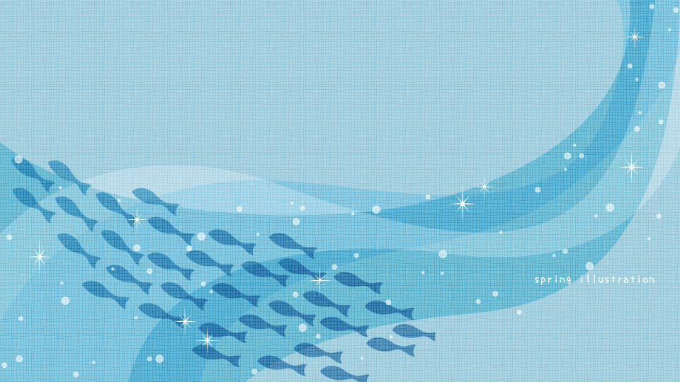 【Blue Fish】生きもののイラストPC壁紙・背景