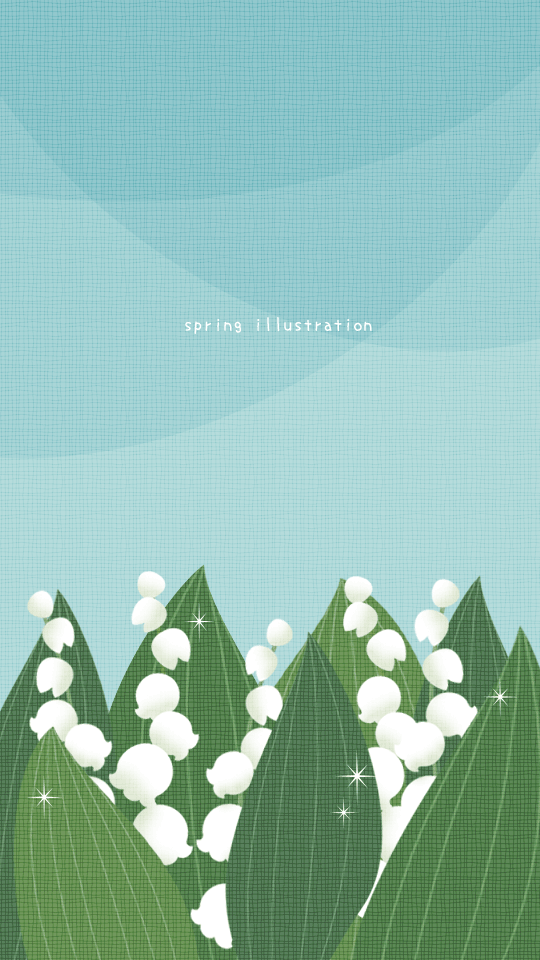【スズラン】初夏の花のイラストスマホ壁紙・背景