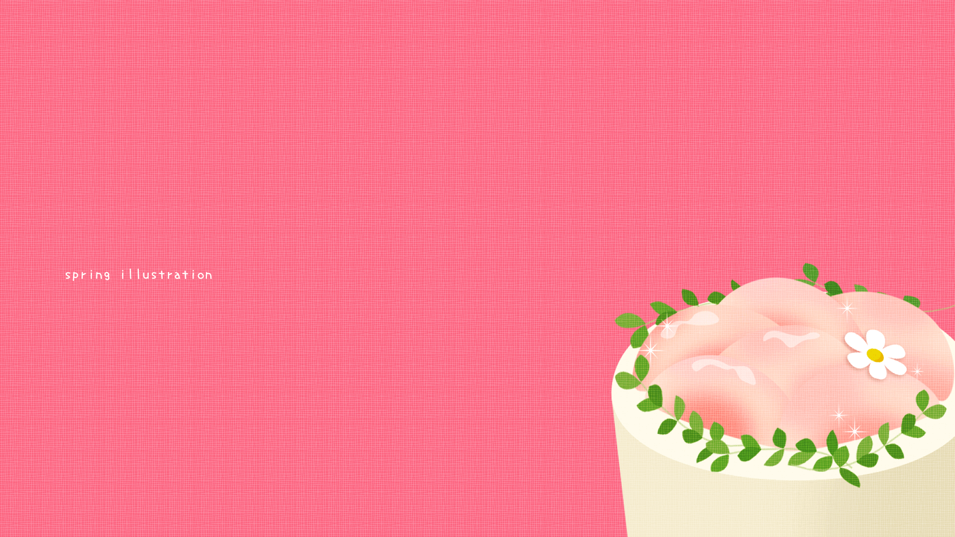 【桃のレアチーズケーキ】スイーツのイラストPC壁紙・背景