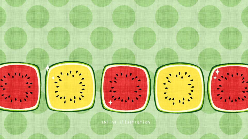 【すいか】夏の果物のイラストPC壁紙・背景