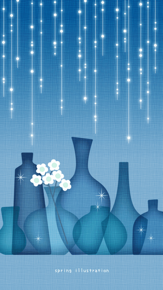 【ブルーボトル】雑貨のイラストスマホ壁紙・背景