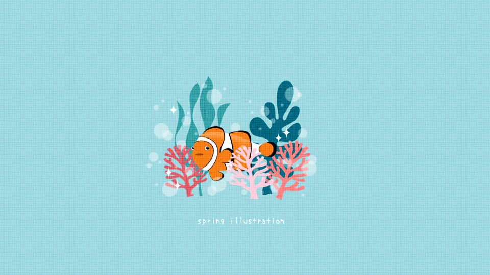 【カクレクマノミ】熱帯魚のイラストPC壁紙・背景