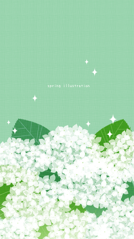 【アナベル】初夏の花のイラストスマホ壁紙・背景