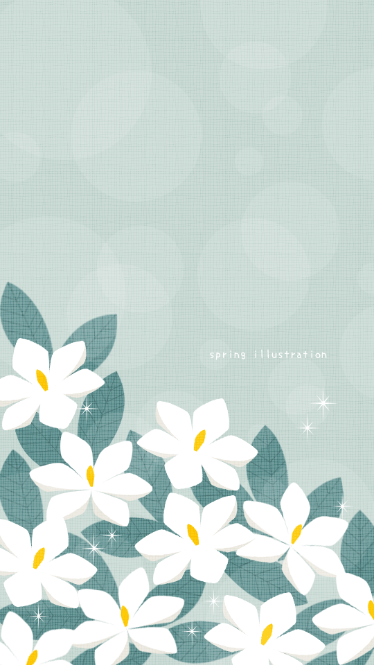 【クチナシ】初夏の花のイラストスマホ壁紙・背景