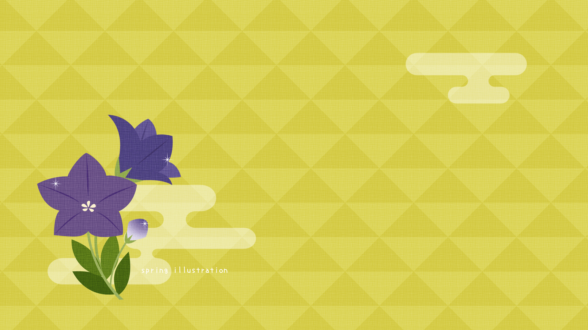 【桔梗】花のイラストPC壁紙・背景