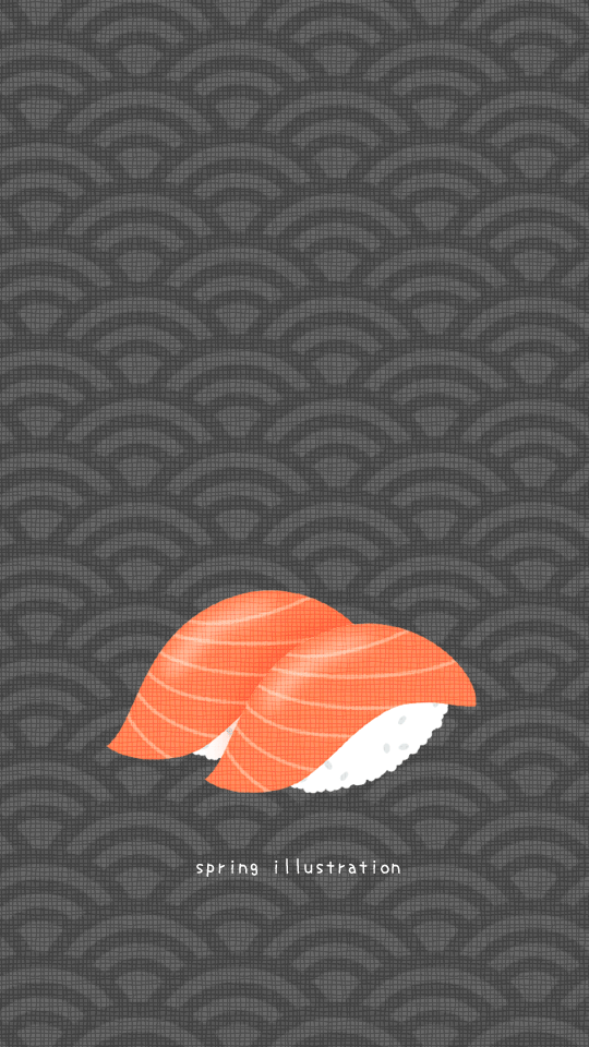 【サーモン】寿司のイラストスマホ壁紙・背景