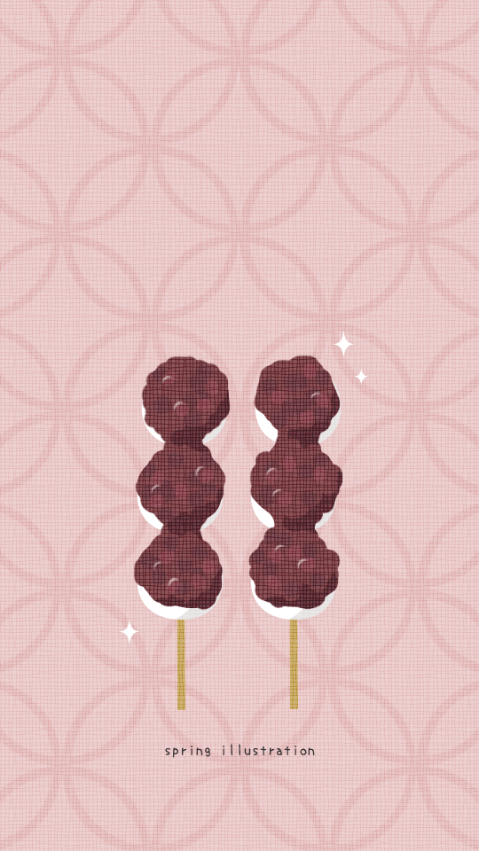 【つぶあんだんご】和菓子のイラストスマホ壁紙・背景