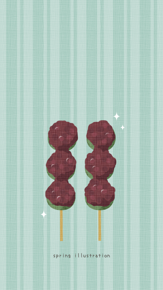 【よもぎだんご】和菓子のイラストスマホ壁紙・背景