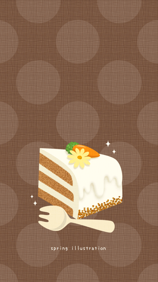 【キャロットケーキ】スイーツのイラストスマホ壁紙・背景