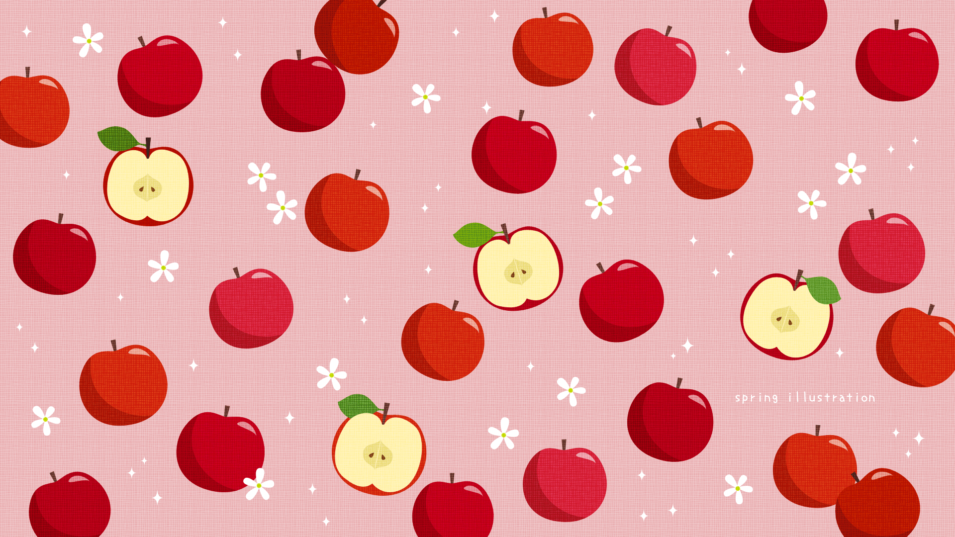 【りんご】果物のイラストPC壁紙・背景