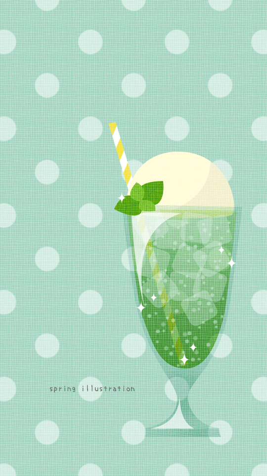【クリームソーダ】飲み物のイラストスマホ壁紙・背景