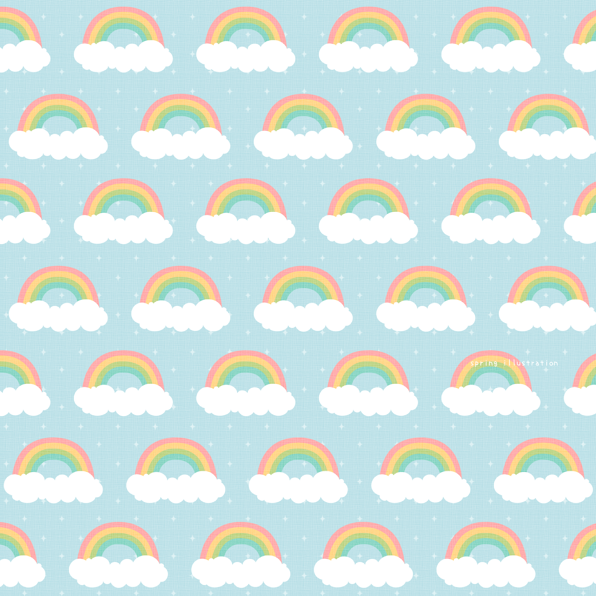 【Rainbow】空のイラストましかく壁紙・背景