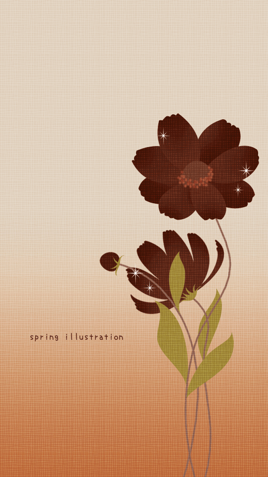 【チョコレートコスモス】秋の花のイラストスマホ壁紙・背景