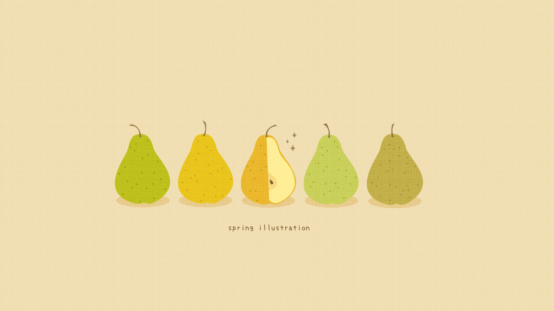 【洋梨】秋の果物のイラストPC壁紙・背景