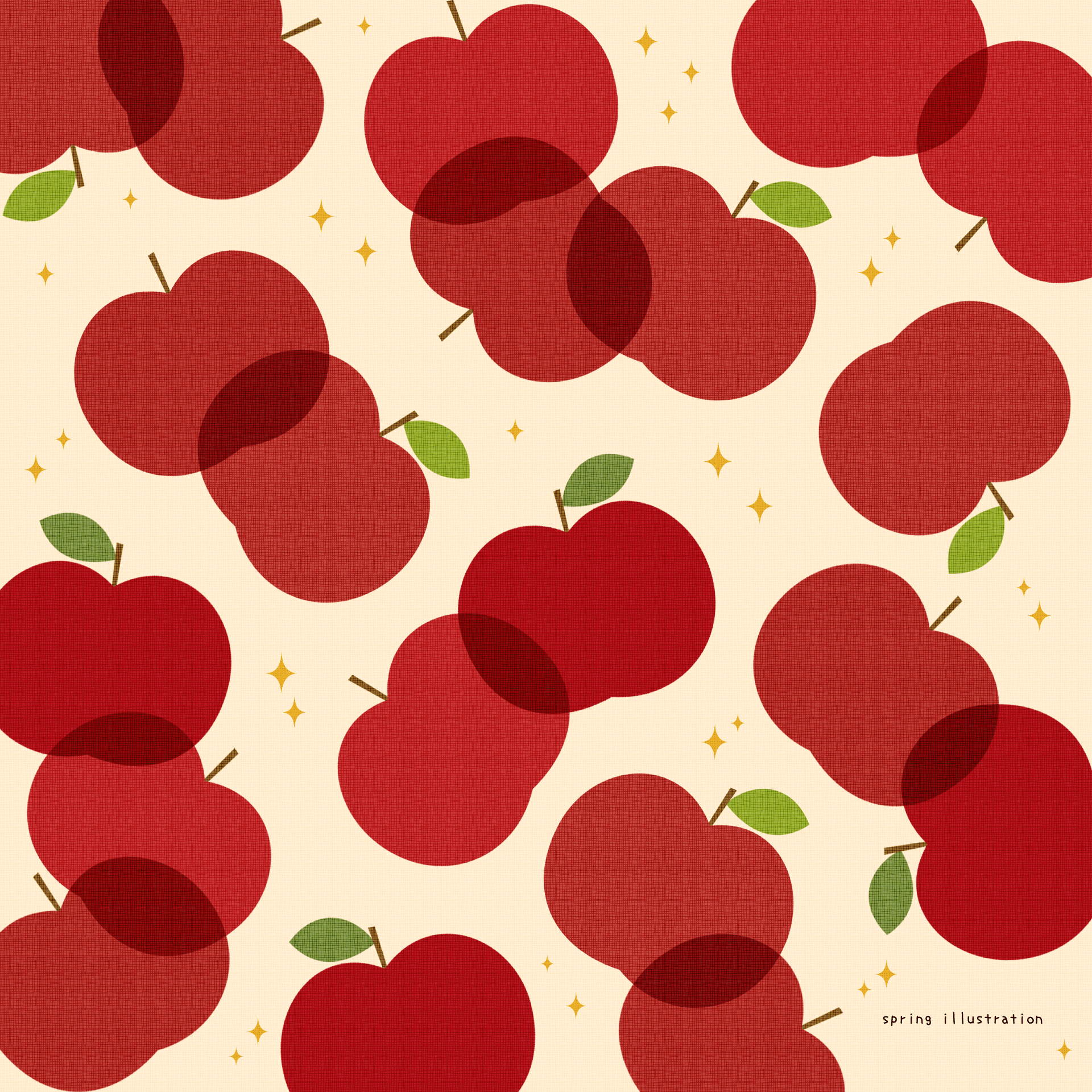 【りんご】果物のイラストましかく壁紙・背景