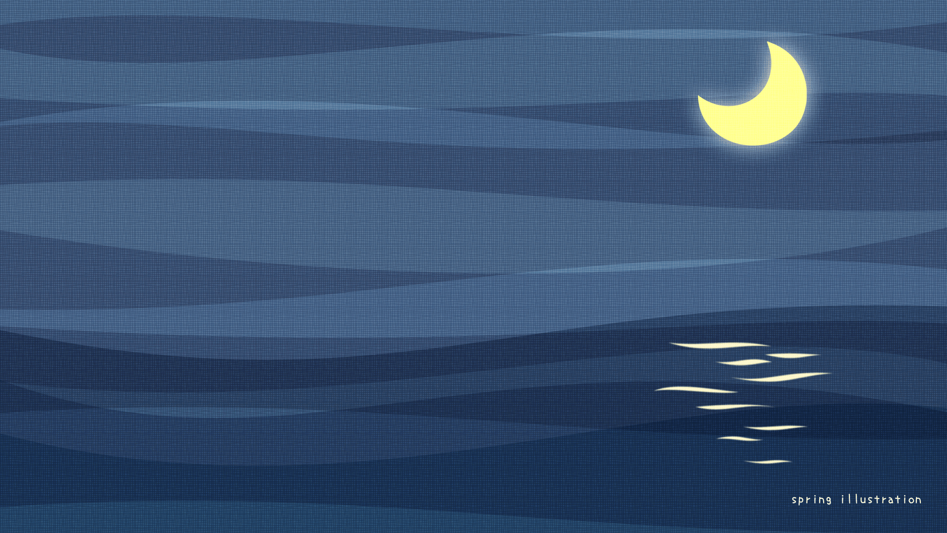 【月の舟】空のイラストPC壁紙・背景