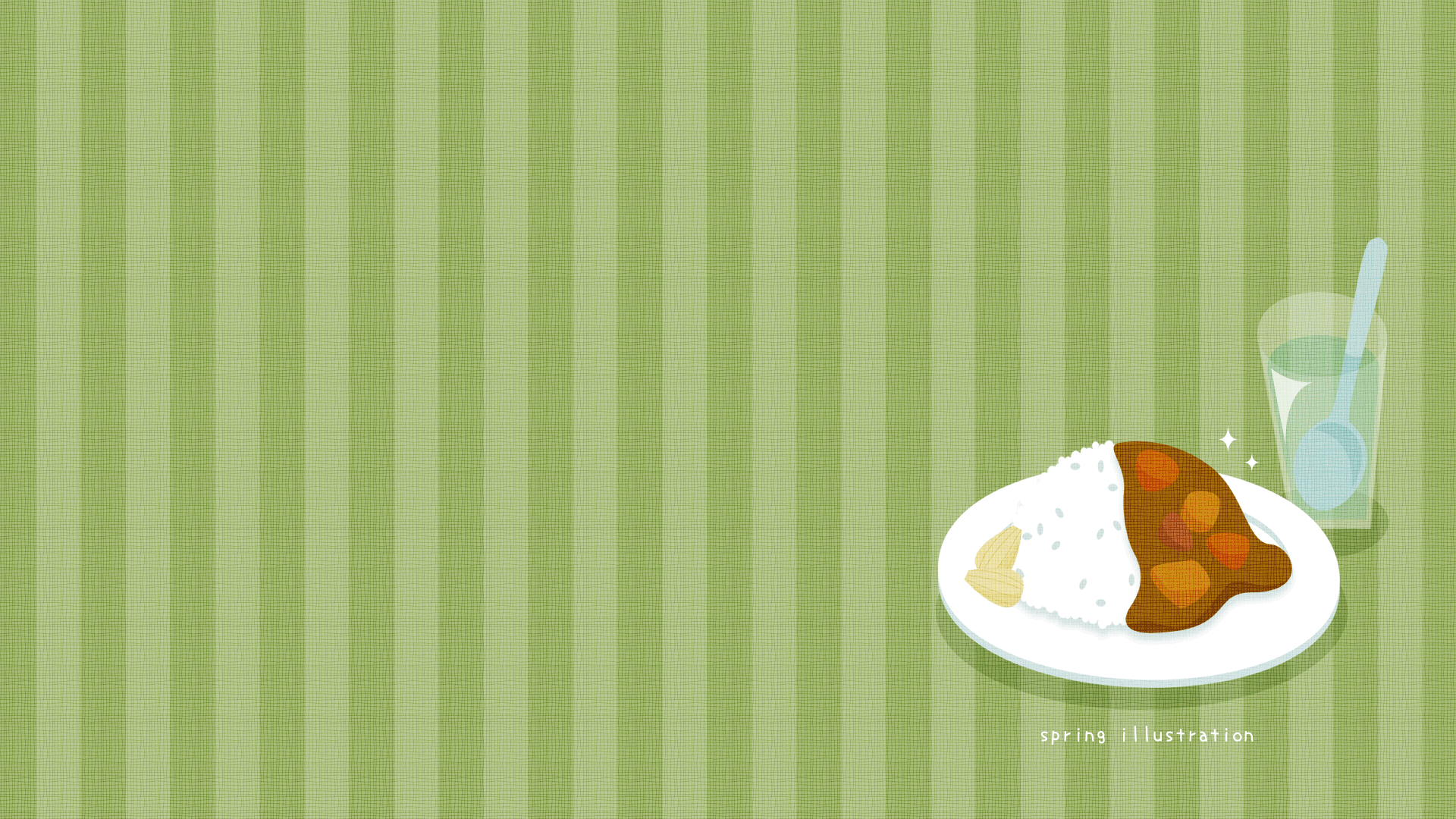 【カレーライス】食べもののイラストPC壁紙・背景