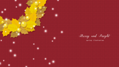 【ゴールドリース】クリスマスのイラストデスクトップ壁紙・背景